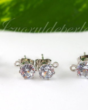 Baza cercei argint 925 si cubic zirconia, 4/5/6mm (1per)