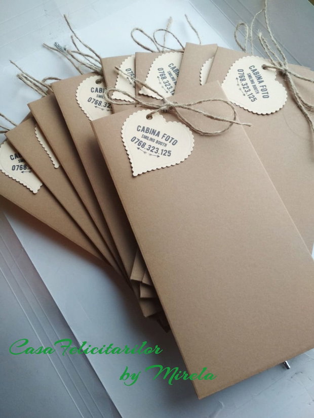 Plicuri handmade cu etichetă inimioară personalizată
