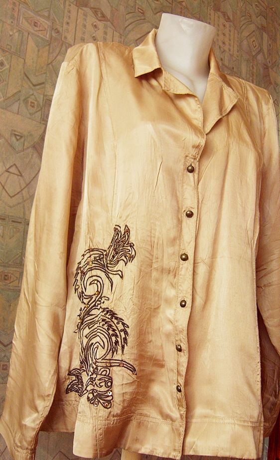 bluza - tunica matase bej cu broderie