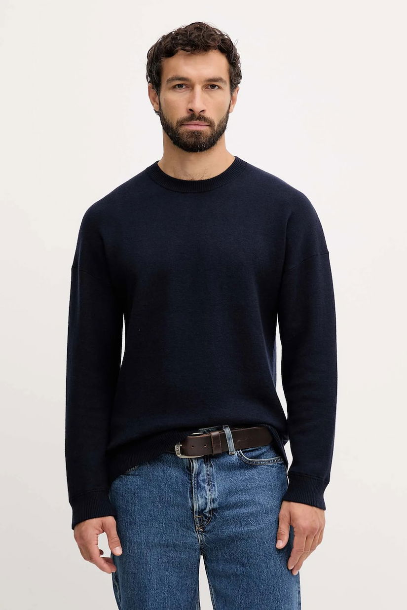 United Colors of Benetton pulover din amestec de lână culoarea bleumarin, 1Y6SK10A7