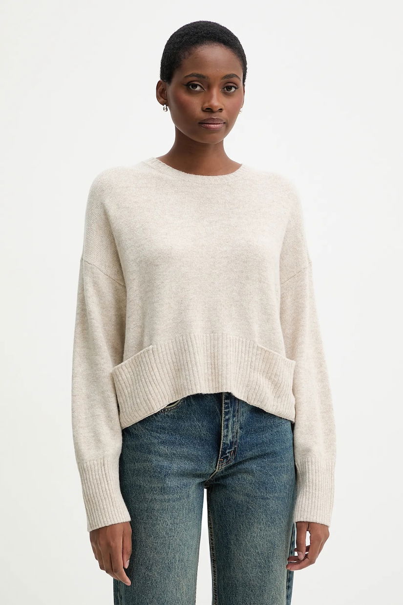 United Colors of Benetton pulover din amestec de lână culoarea bej, light, 126WD10E4