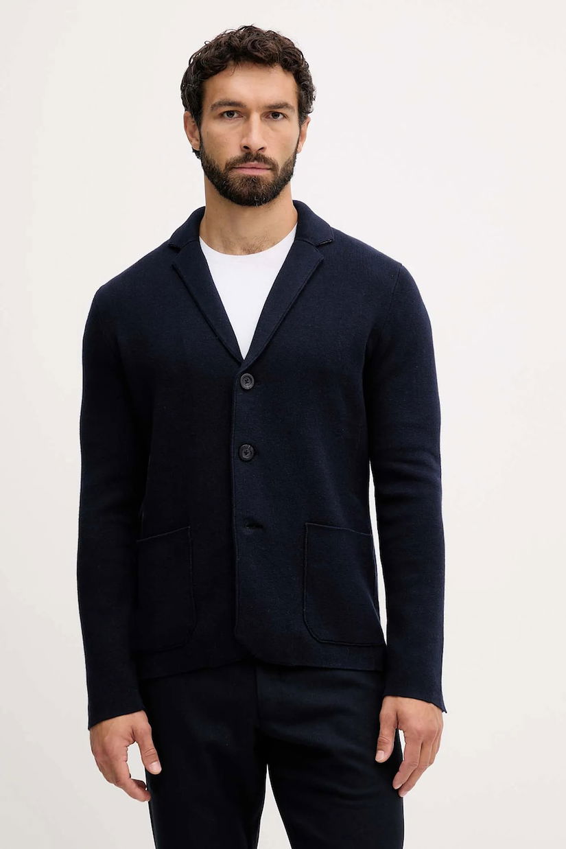 United Colors of Benetton jachetă cu lână culoarea bleumarin, 1Y6SK601K