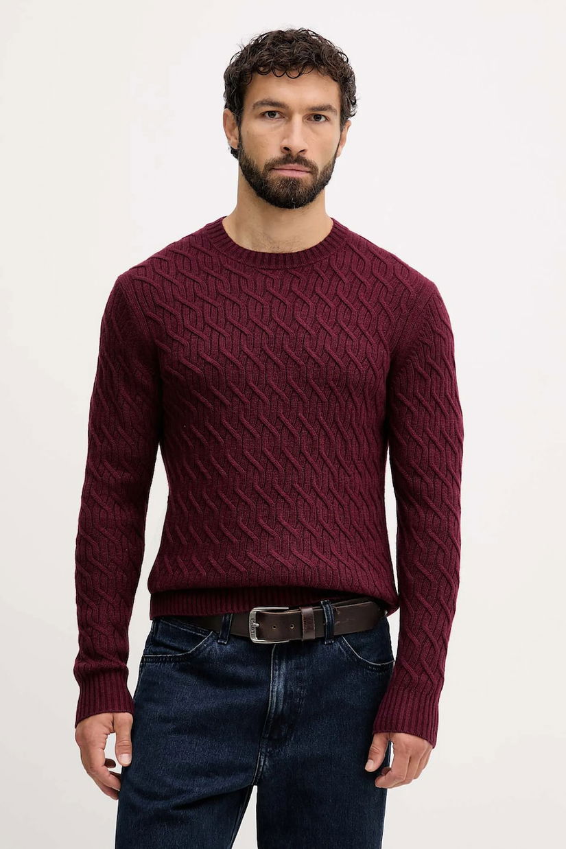 United Colors of Benetton pulover din amestec de lână culoarea bordo, 1335U10A9