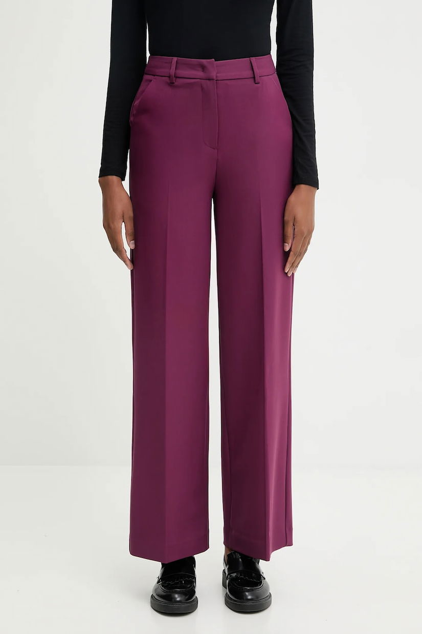 United Colors of Benetton pantaloni culoarea violet, drept, high waist, 4L4HDF07F
