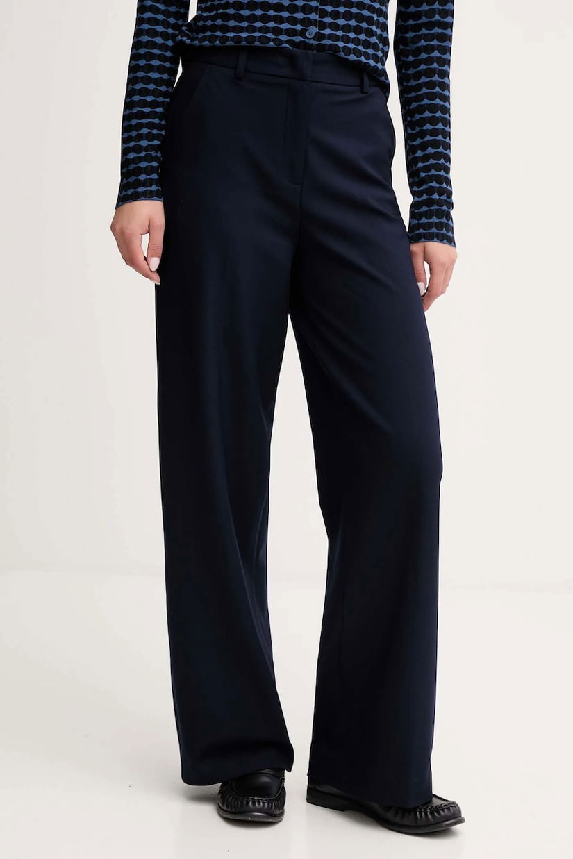 United Colors of Benetton pantaloni culoarea bleumarin, drept, high waist, 4L4HDF07F