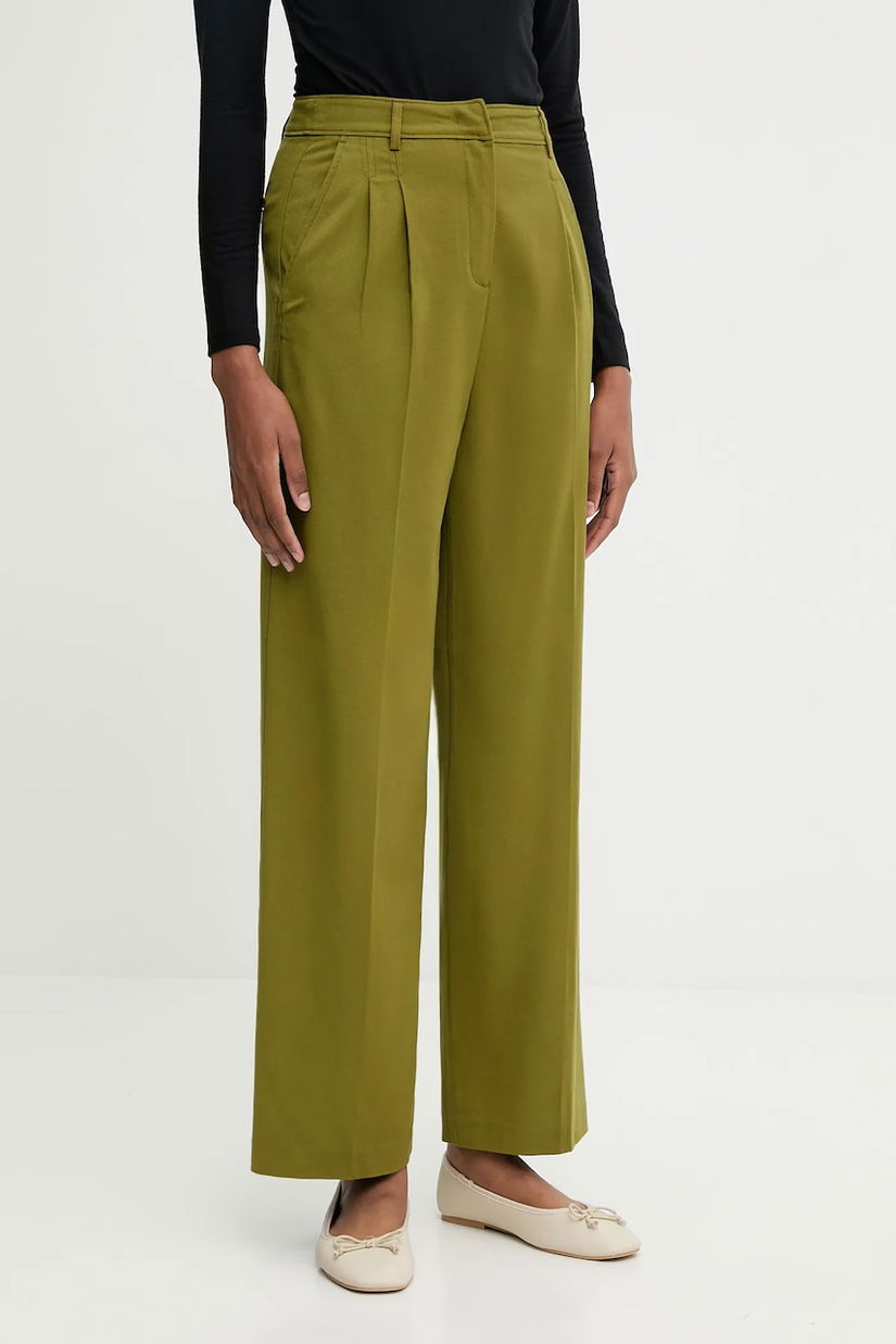 United Colors of Benetton pantaloni culoarea verde, drept, high waist, 4YVXDF09R