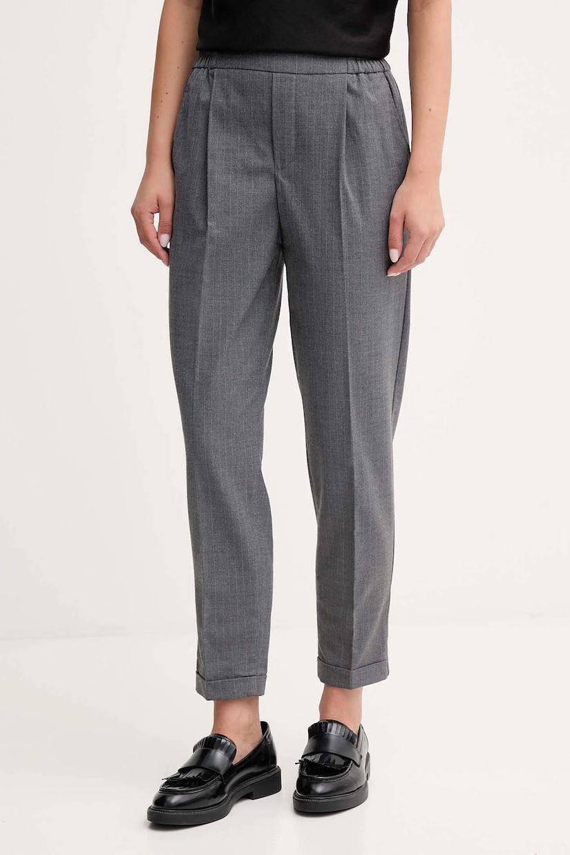 United Colors of Benetton pantaloni culoarea gri, fason tigareta, high waist, 4X8MDF081
