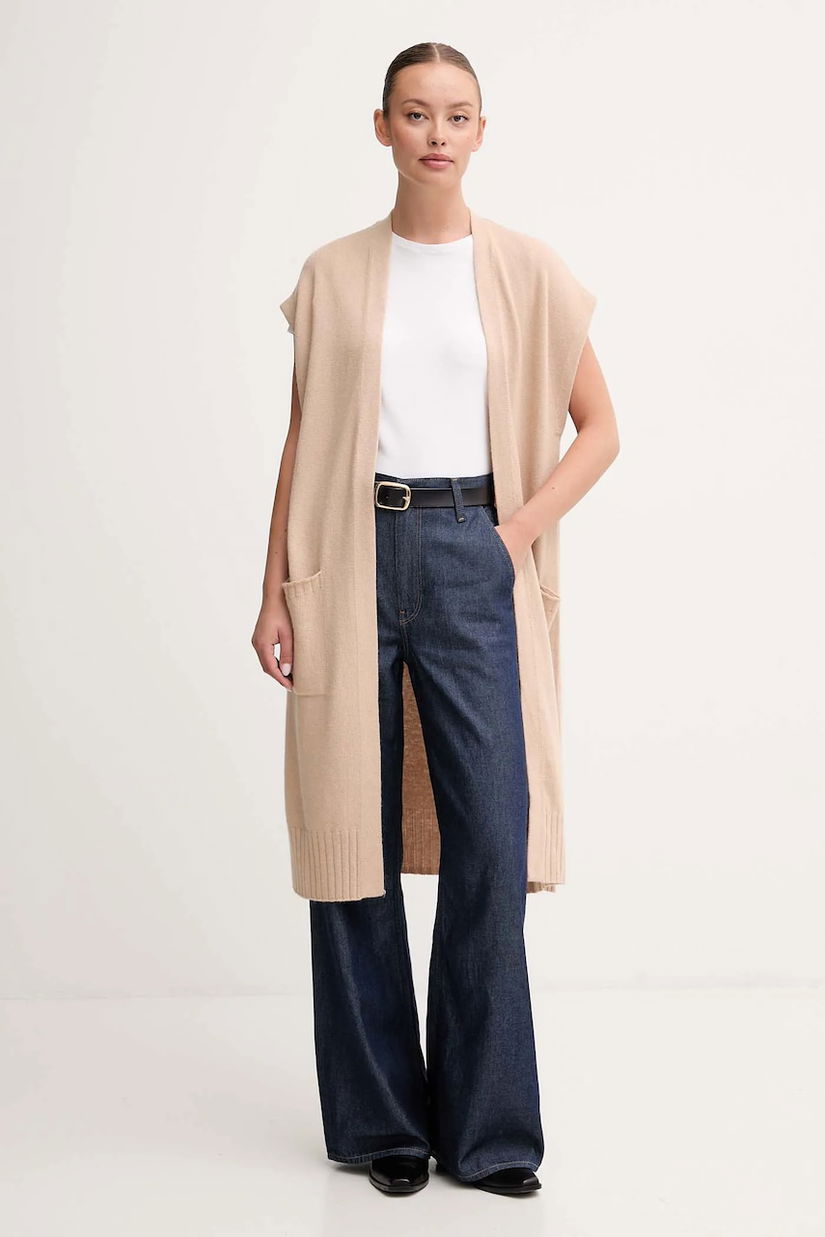 United Colors of Benetton cardigan din amestec de lână culoarea bej, 122HD6051