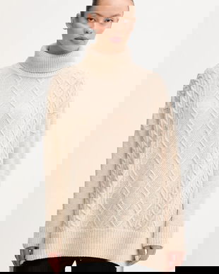 Barbour pulover din amestec de lână culoarea bej, cu guler, LKN1261