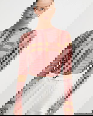 Barbour pulover de lână x Farm Rio culoarea roz, light, cu turtleneck, LKN1716