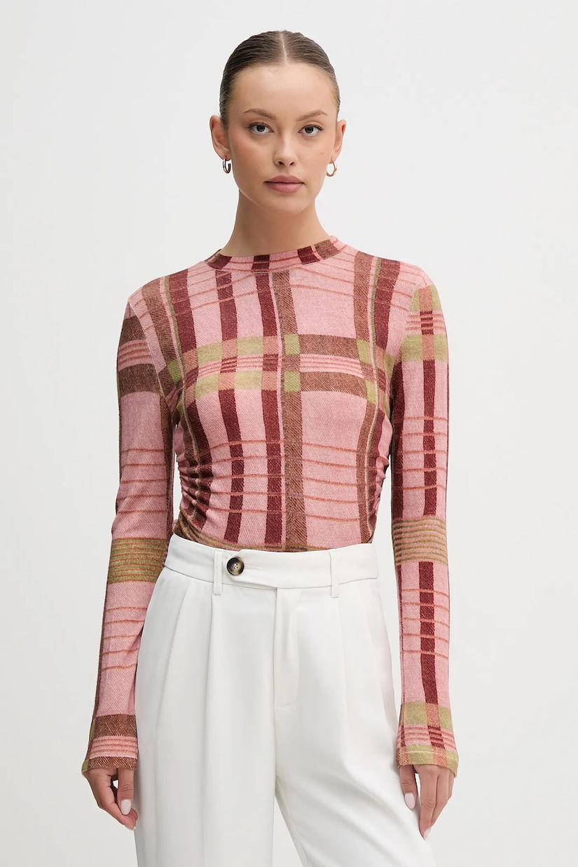 Barbour pulover de lână x Farm Rio culoarea roz, light, cu turtleneck, LKN1716