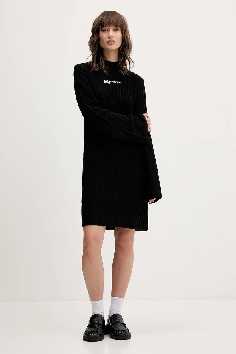 Karl Lagerfeld Jeans rochie culoarea negru, mini, drept, A4W13012
