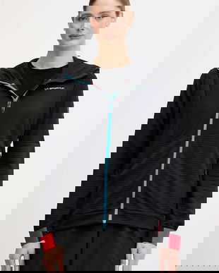 LA Sportiva hanorac Mood culoarea negru, cu glugă, uni, ZACF002