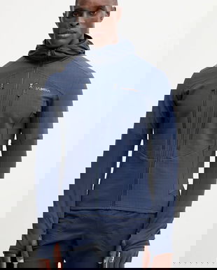 LA Sportiva hanorac Session Tech culoarea bleumarin, cu glugă, cu imprimeu, ZASF035