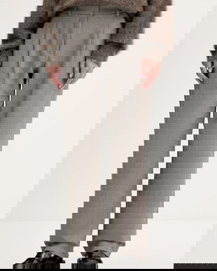 Abercrombie & Fitch pantaloni culoarea maro, drept, high waist, KI156-5414-407