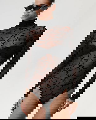 Undress Code body Classic culoarea negru, cu imprimeu, 976