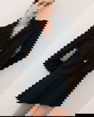 Bizuu sacou DITAS culoarea negru, un singur rând de nasturi, uni, DITAS CZARNY