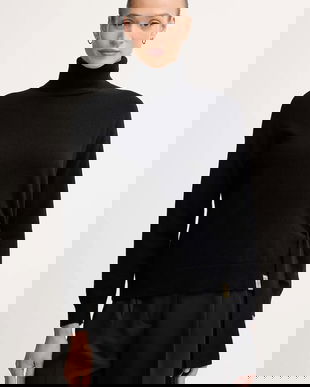 Gaudi pulover din amestec de lână culoarea negru, cu guler, 521FD53002