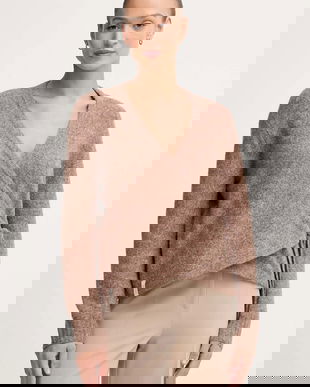 Gaudi cardigan din amestec de lână culoarea maro, light, 521FD53010