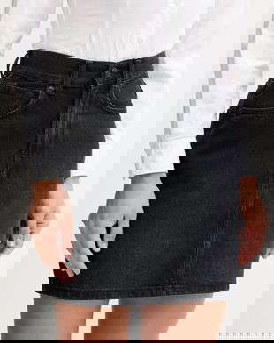 Pepe Jeans fustă jeans culoarea negru, mini, creion, PL90112449F0