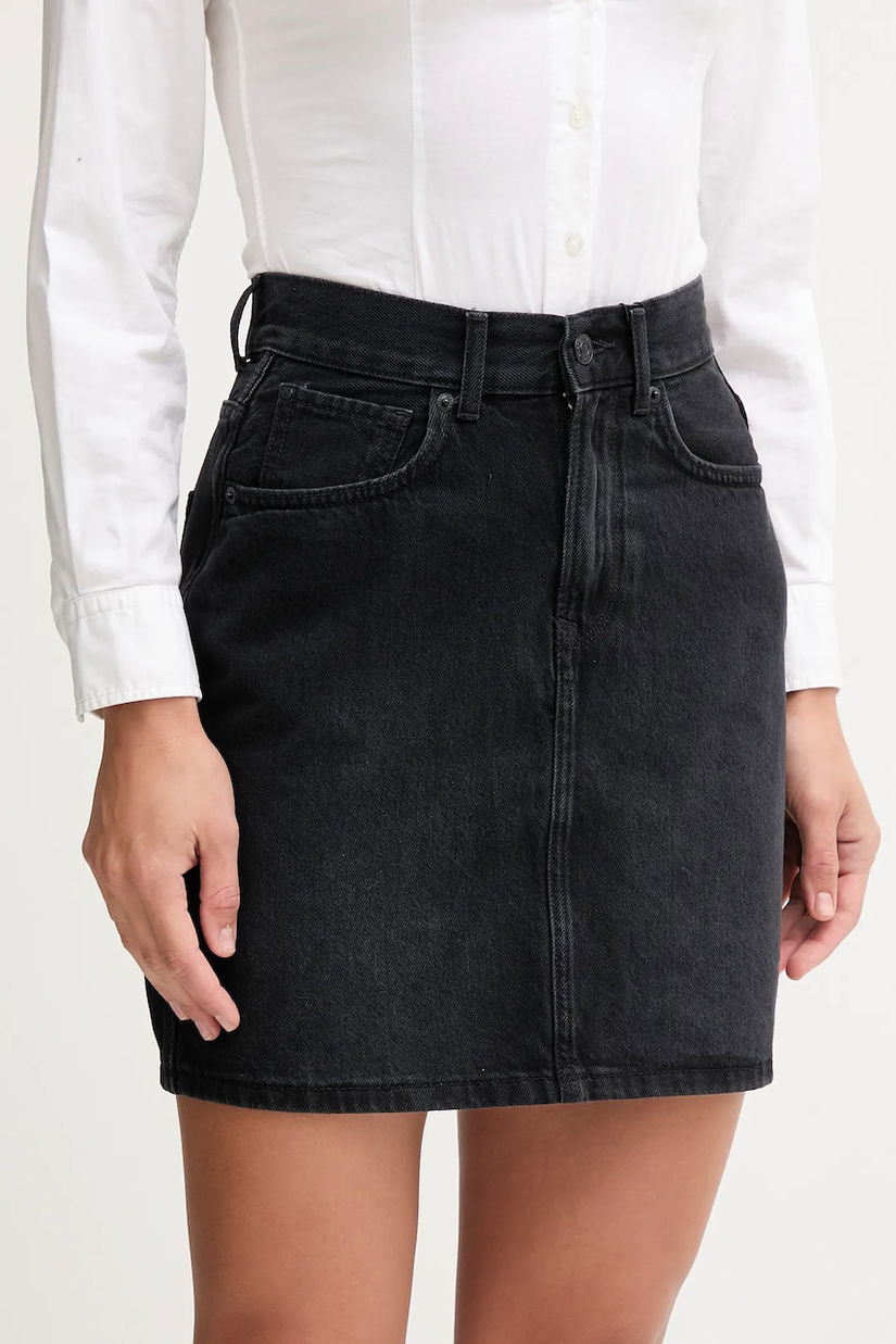 Pepe Jeans fustă jeans culoarea negru, mini, creion, PL90112449F0
