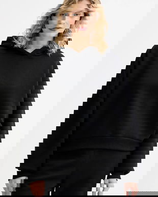 MUUV. bluză MUUV. x Answear culoarea negru, cu glugă, melanj