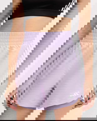 adidas Performance pantaloni scurți de antrenament Pacer culoarea violet, uni, high waist, JX4852