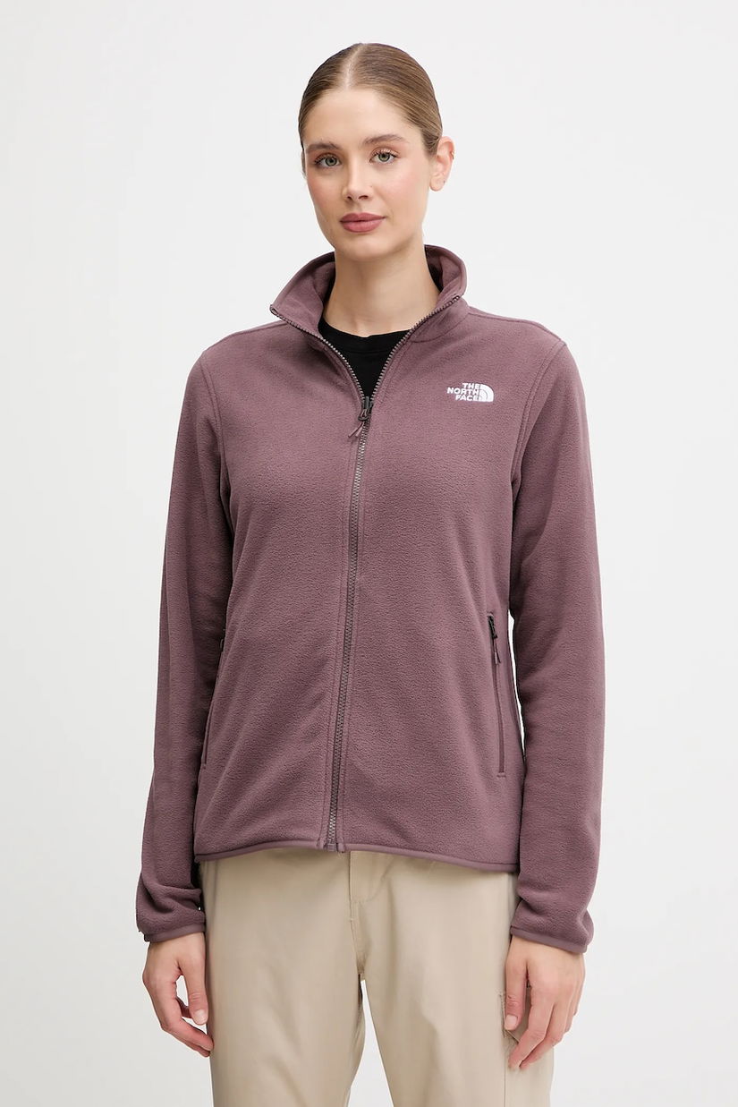 The North Face hanorac fleece culoarea maro, uni, NF0A8D2FBQ71