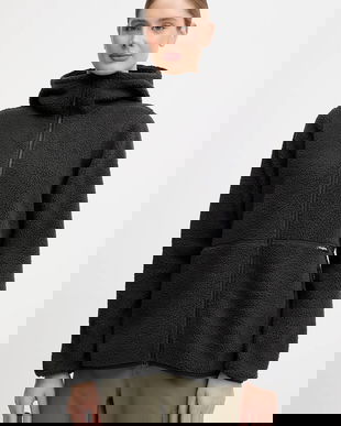 Haglöfs hanorac fleece Funäs culoarea negru, cu glugă, uni, 607818