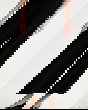 Marc O'Polo pantaloni culoarea negru, lat, high waist, 5000007214