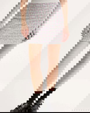 Kenzo fustă cu lână culoarea gri, mini, drept, FF62JU6013CQ