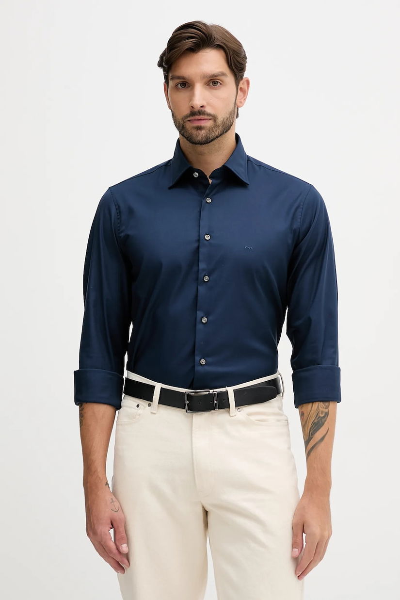 Michael Kors cămașă culoarea bleumarin, cu guler clasic, slim, MD0MD91514
