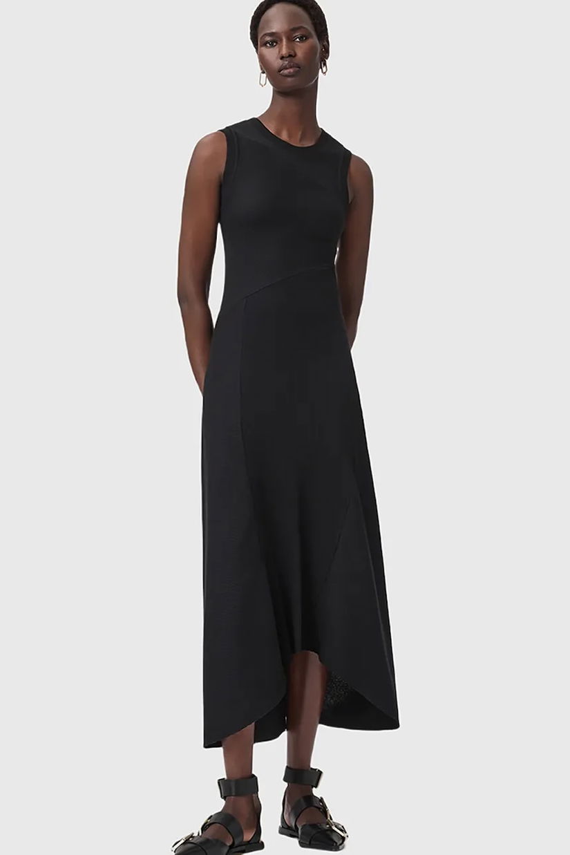 AllSaints rochie GIA culoarea negru, maxi, evazați, W073DD