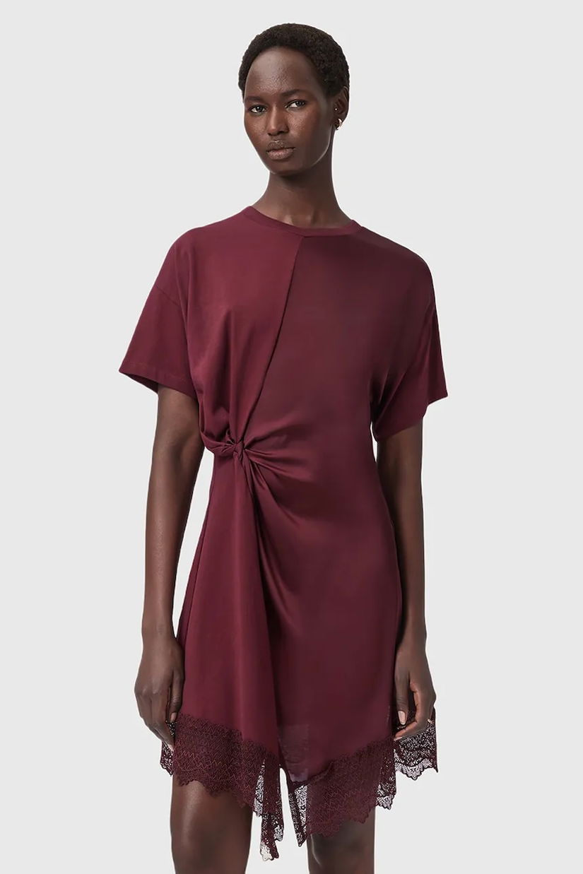 AllSaints rochie LANA culoarea roșu, mini, drept, W097DD