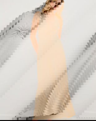 Answear.LAB rochie culoarea auriu, maxi, evazati