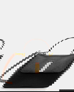 Pollini poșetă de piele culoarea negru, PC4422PP0N QH1