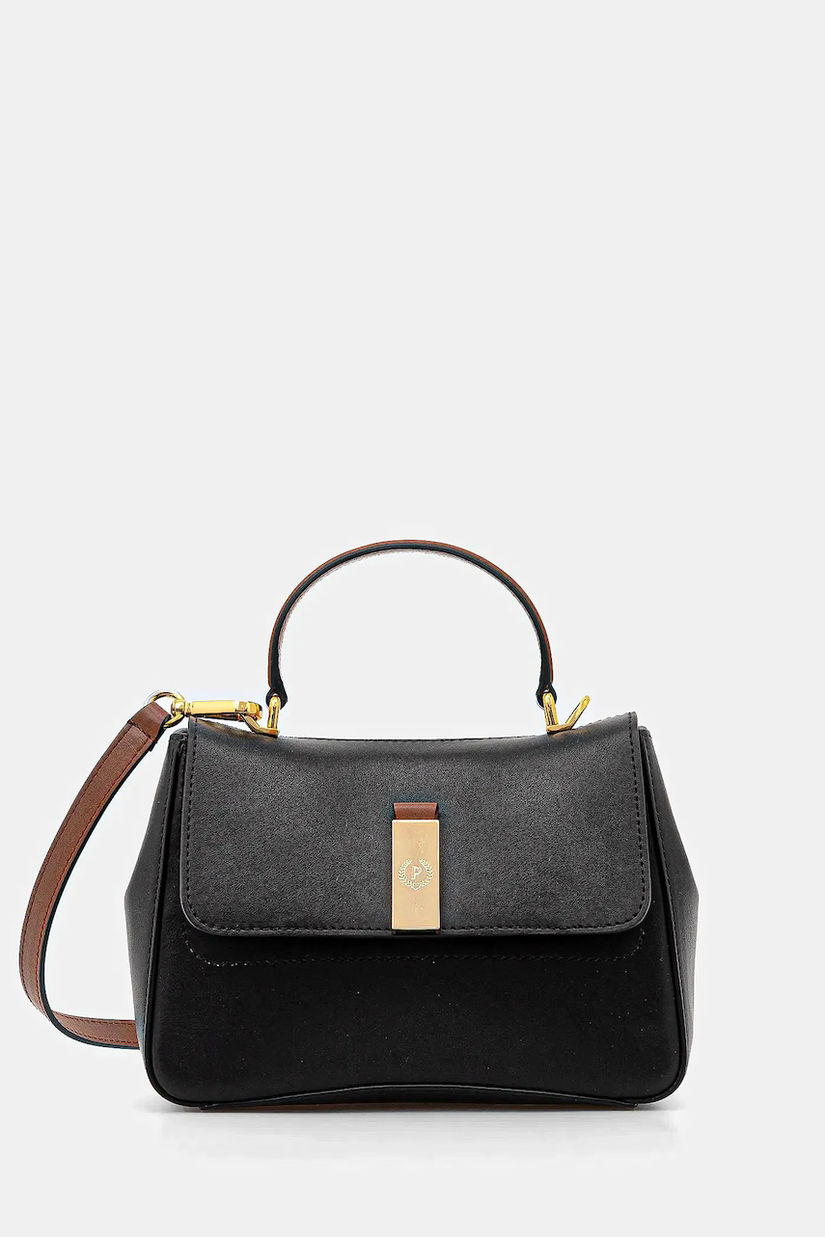 Pollini poșetă de piele culoarea negru, PC4422PP0N QH1