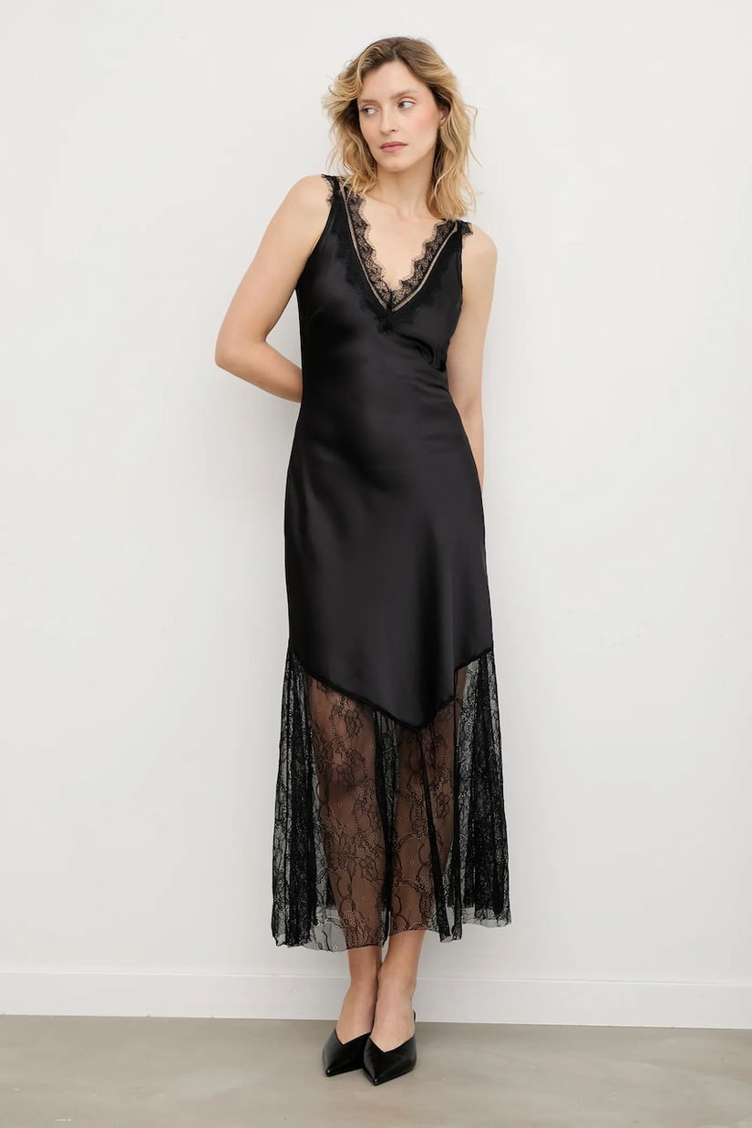 Answear.LAB rochie culoarea negru, maxi, evazati