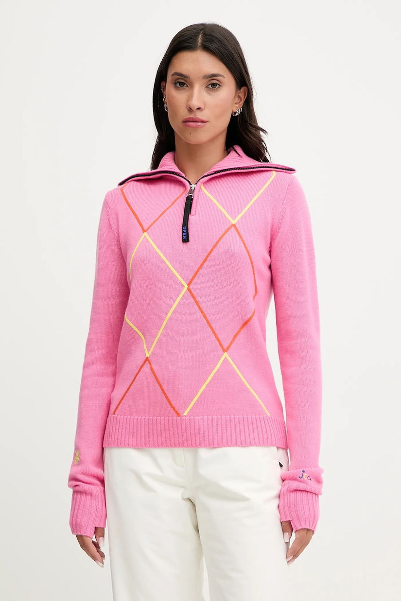 Rossignol pulover de lână JCC culoarea roz, light, cu turtleneck, RLNWO17