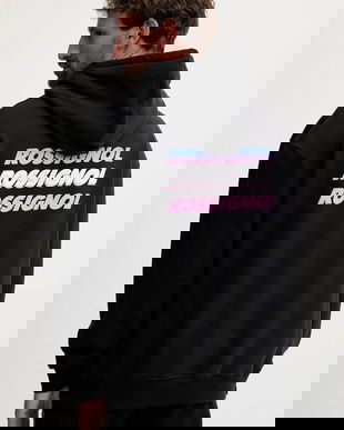 Rossignol hanorac de bumbac WATERFALL RELAX culoarea negru, cu glugă, cu imprimeu, RLOMS02