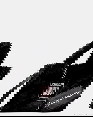 Juicy Couture poșetă Iris Fur culoarea negru, BIJIR8956WZC