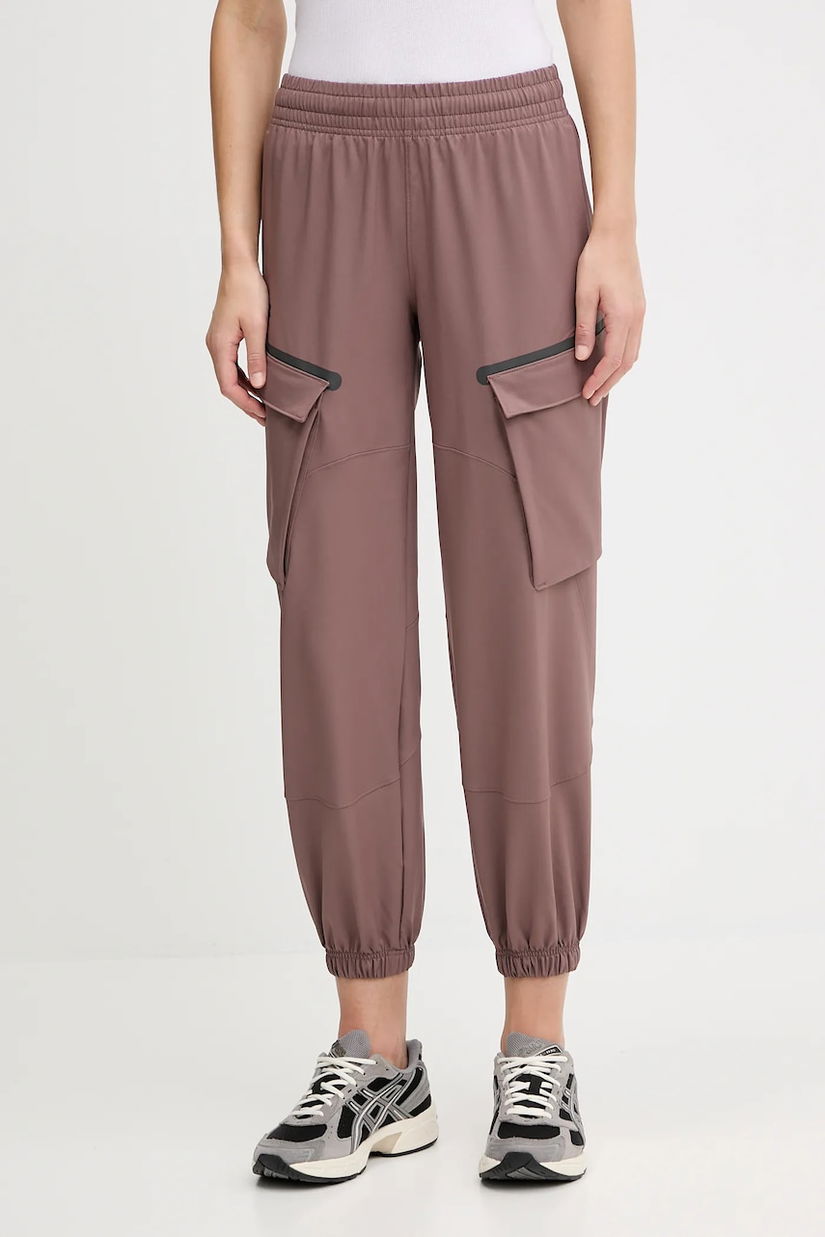 Under Armour pantaloni Unstoppable culoarea violet, fason cargo, high waist, 1386481