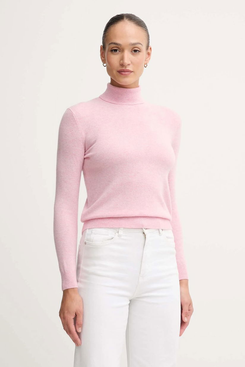 United Colors of Benetton pulover de lână culoarea gri, cu guler, 1002D2348