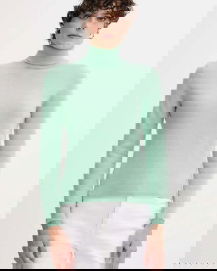 United Colors of Benetton pulover de lână culoarea gri, cu guler, 1002D2348