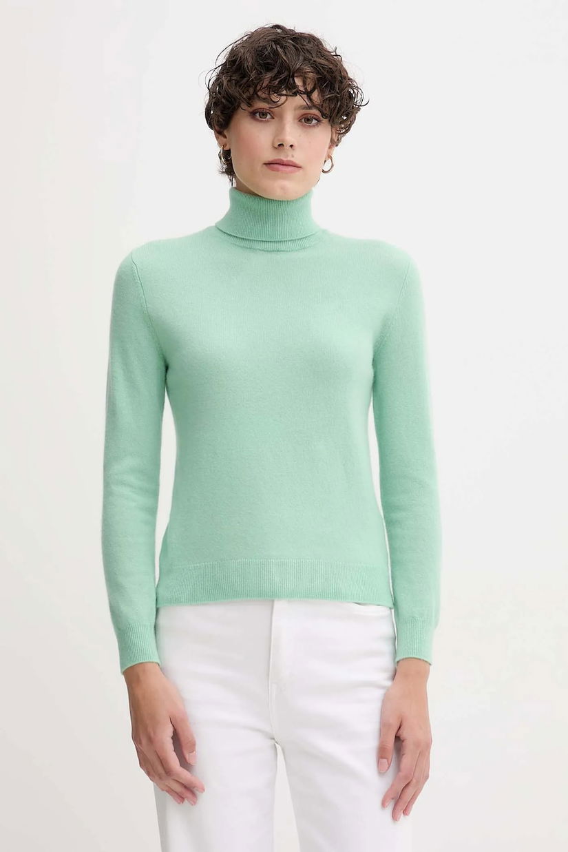 United Colors of Benetton pulover de lână culoarea gri, cu guler, 1002D2348