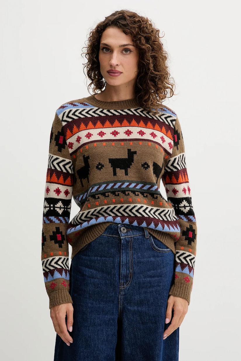 Weekend Max Mara pulover cu adaos de lână de alpaca QUIRITE femei, culoare maro, subțire 2525366302600