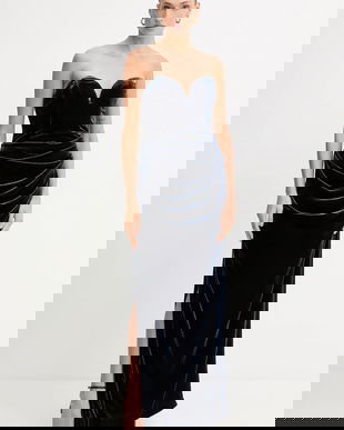 Rotate rochie cu adaos de mătase culoare albastru maxi mulat 1149211192