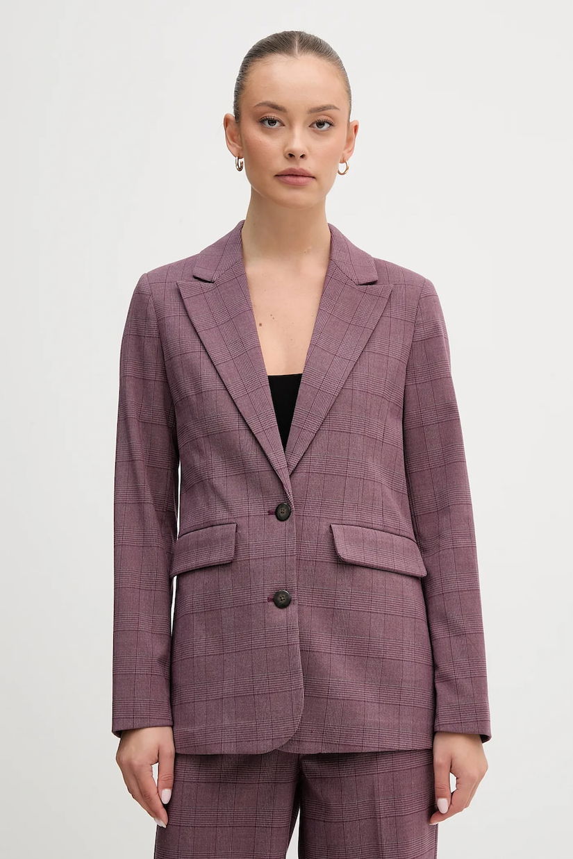 United Colors of Benetton sacou culoarea violet, un singur rând de nasturi, cu imprimeu, 2X8MDW02H