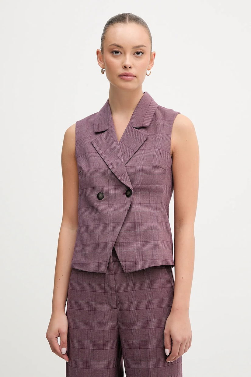 United Colors of Benetton vestă culoarea violet, cu două rânduri de nasturi, 2X8MDJ00O