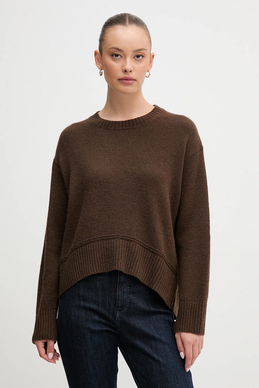 United Colors of Benetton pulover din amestec de lână culoarea maro, 1244D10BC